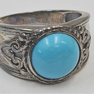 Sterling Silver Sleeping Beauty SZ 8 Turquoise Statement Ring